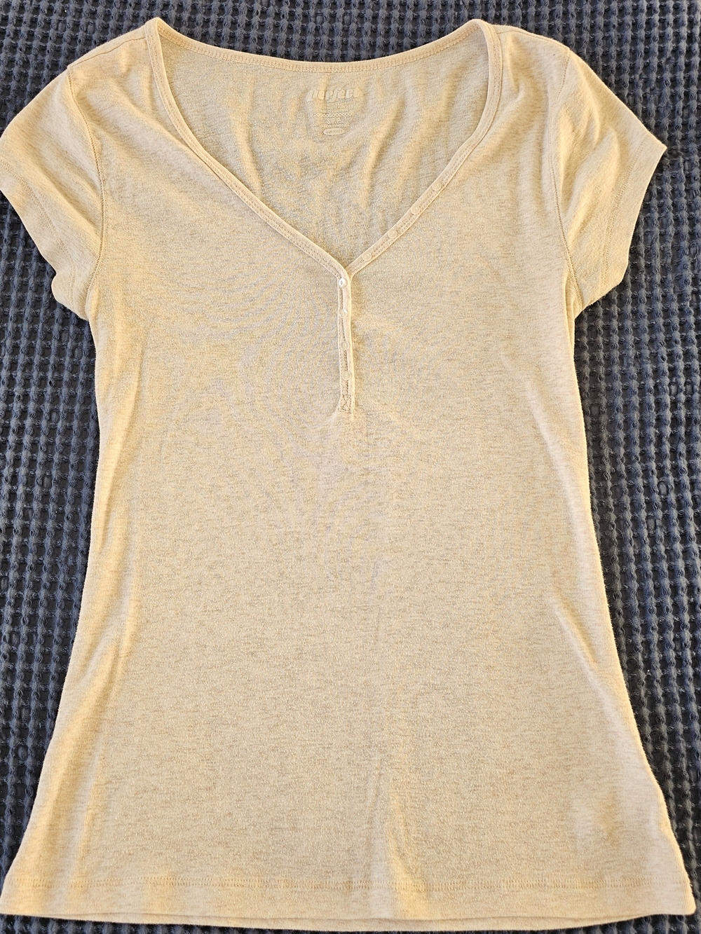 Old Navy Light Beige Short Sleeve Henley Tee